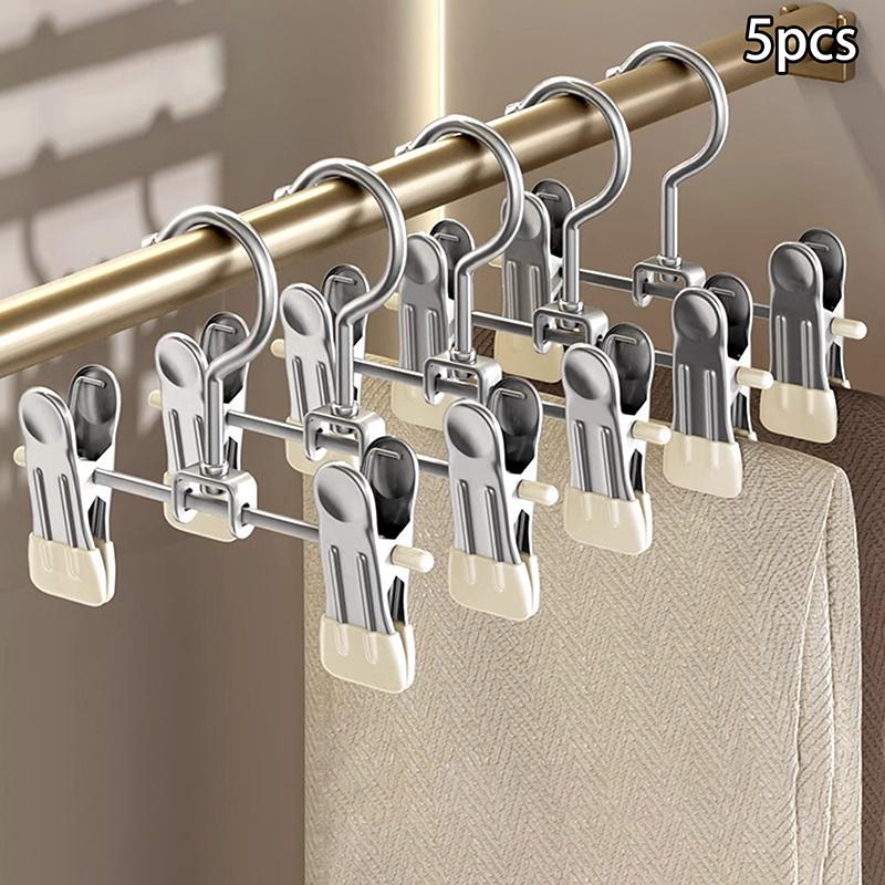 Набор из 5 бесшовных вешалок для брюк из нержавеющей стали, регулируемая подставка для обуви из нержавеющей стали, вешалка для брюк, держатель для сапог, портативный