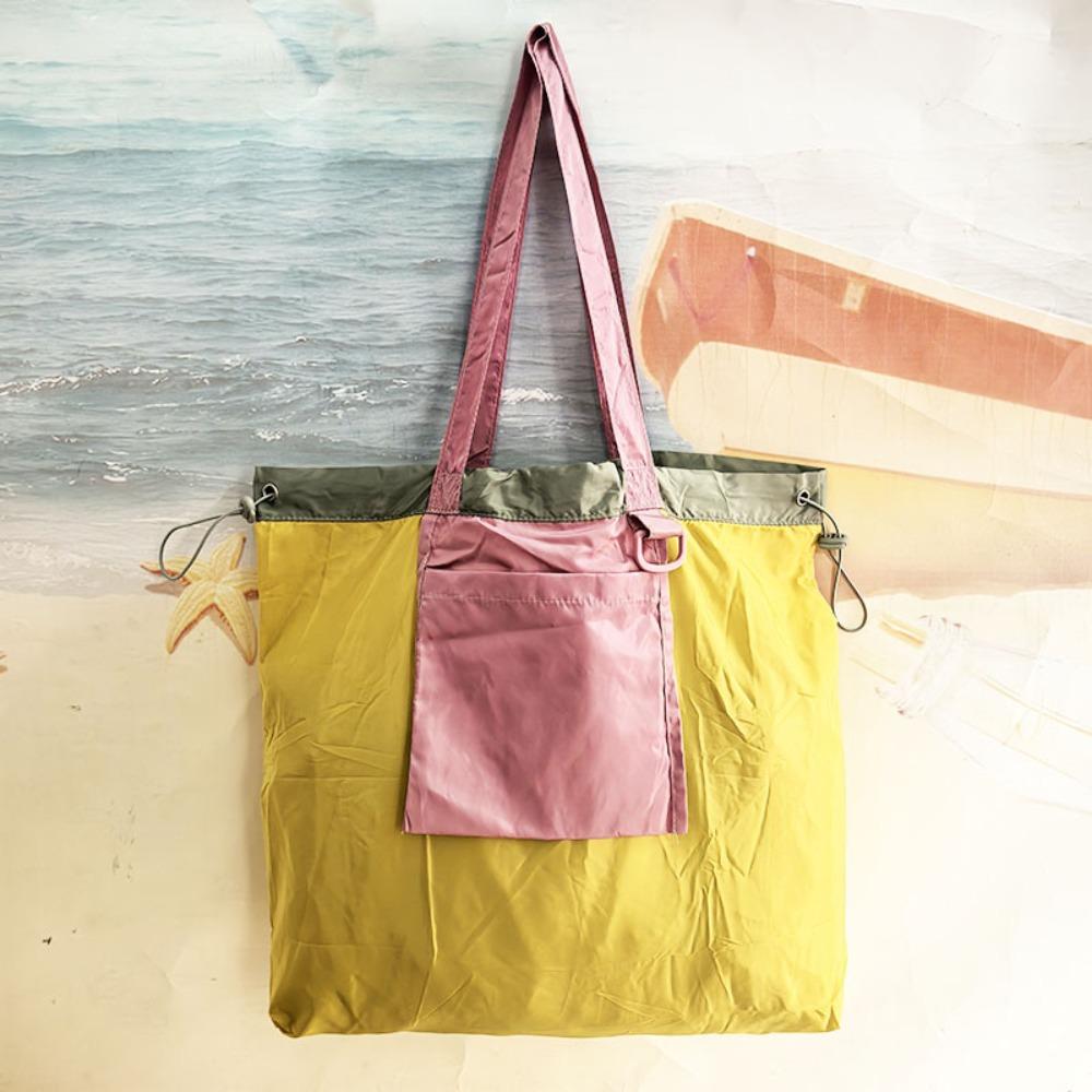 Reusable Foldable Shopping Bag Large Capacity Drawstring Handbag Durable Tote Bag Outdoor