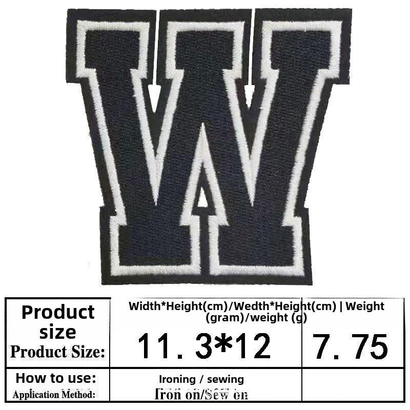 Полная вышивка алфавита и цифр на тканевой нашивке - большой значок из джерси