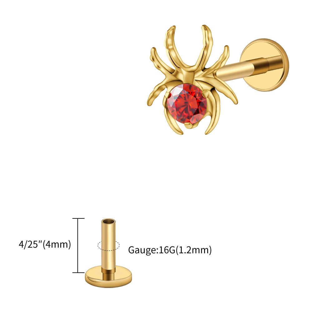 Right Grand ASTM F136 Titanium 16G CZ Spider Cartilage Earring Animal Spider Helix Tragus Lobe Stud Halloween Piercing Jewelry