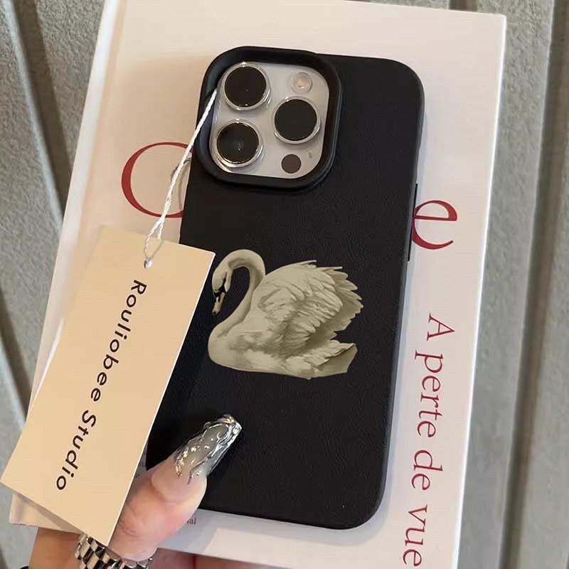 Элегантный чехол в эстетике Белого Лебедя для iPhone 17Air 16 15 14 13 12 11 Pro Max Plus, матовый мягкий силиконовый противоударный чехол в стиле Ins