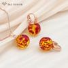 Fashion Elegant Round Resin Bead Drop Earrings Jewelry Sets For Women Wedding Personality Party Pendant Necklace