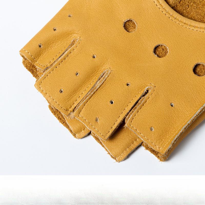 Retro Motorcycle Motorcycle Riding Leather Gloves Men Half Fingers Cowhide Outdoor Sports Driving Fitness Anti Slip Women