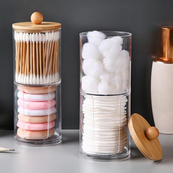 Коробка для хранения ватных палочек, органайзер с крышкой, прозрачный дизайн, многоцелевые ватные шарики