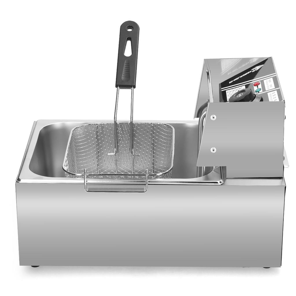 Электрическая фритюрница из нержавеющей стали, фритюрница для курицы, емкость масла 6 л, со съемной жаркой