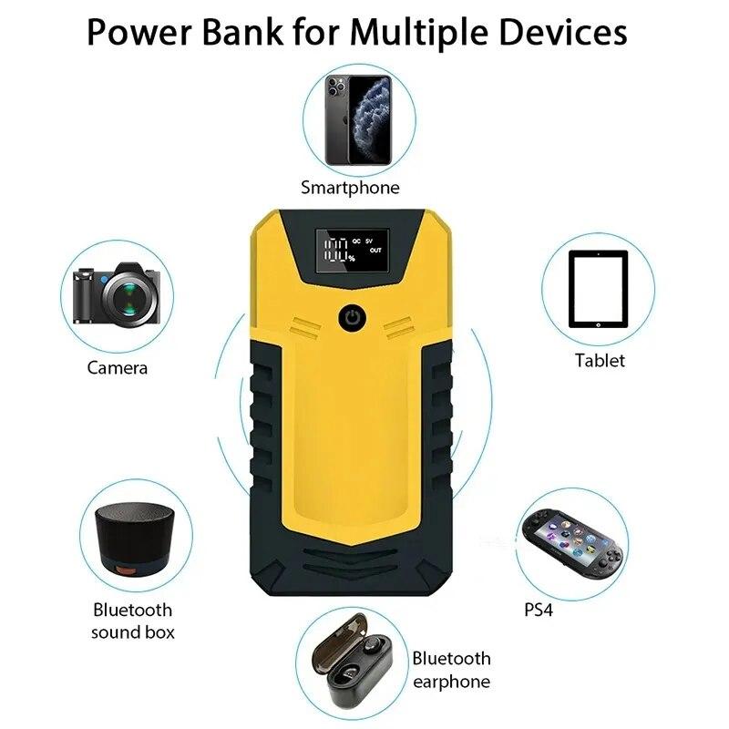 12800 мАч портативный автомобильный стартер Power Bank автомобильное зарядное устройство 12 В пусковое устройство бензиновый дизельный автомобильный усилитель