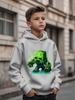Спортивный детский худи свитшот Пиксельный Зомби Монстр Игровой Принт Длинный рукав Детские Топы Повседневная Модная Одежда Для Осени Ежедневная Уличная Одежда