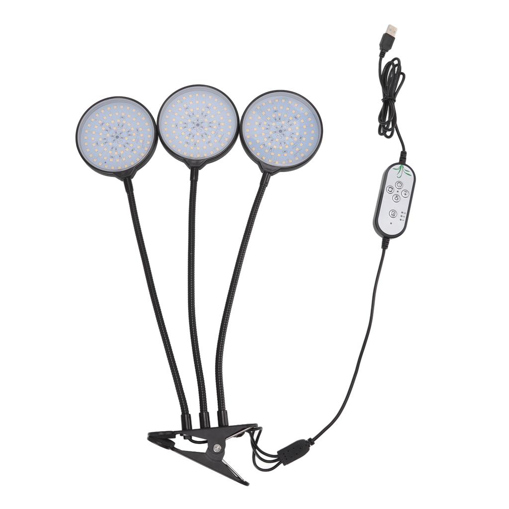 Светодиодная лампа для выращивания растений 45 Вт с 3 головками, на клипсе, питание от USB, лампа для выращивания для комнатных суккулентов