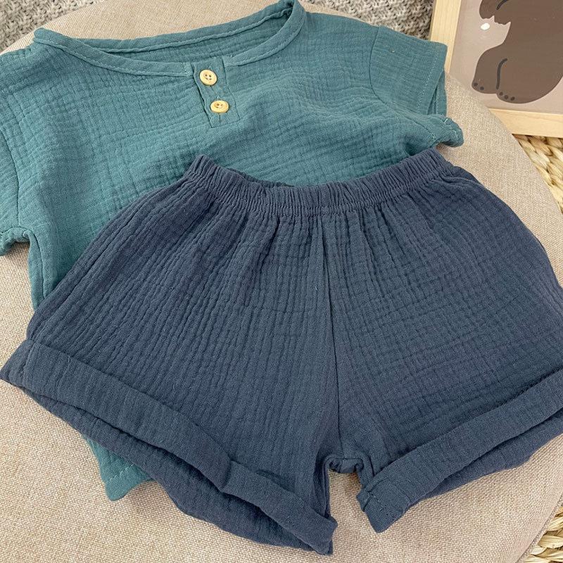 Детская одежда для девочек, комплекты с короткими рукавами для малышей, летняя хлопковая футболка для мальчиков + шорты, льняная детская одежда, комплекты, костюмы для детей от 1 до 6 лет