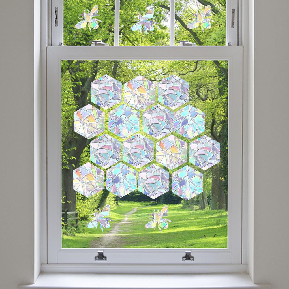 16 шт. Радужные наклейки на окна Suncatcher, противоударные наклейки на окна для птиц