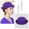 Round Crown Girls Wool Felt Hat Vintage Floppy Hat Trendy Derby Hat  Formal Occasions
