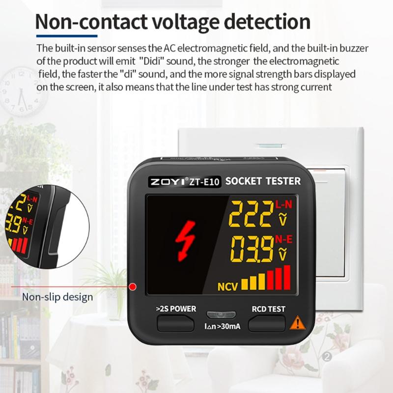 Outlet Tester LCD with Voltage Display RCD Receptacle Socket Tester Circuit Analyzer Polarity Detector EU/US/UK Plug