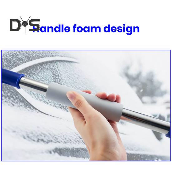 Автомобильная щетка для снега, скребок для льда, алюминиевый сплав, длинная ручка, губка из этиленвинилацетата, гибкая нейлоновая щетина, автоматическая метла для удаления снега с лобового стекла, лопата для льда, инструмент