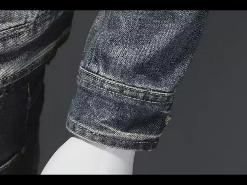 Джинсовая куртка в европейском ретро-стиле Slim Fit для мотоциклистов - мужская повседневная куртка с лацканами, модный стиль