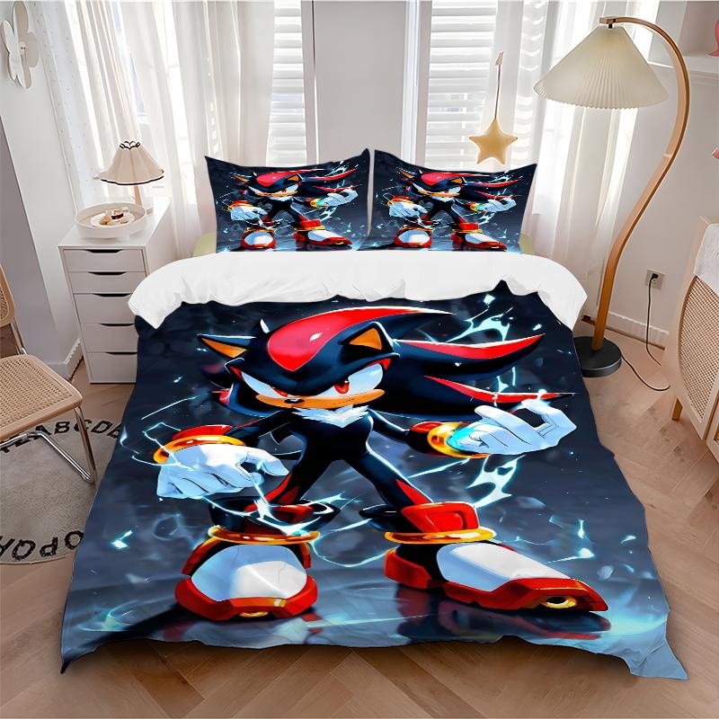 3Pcs Shadow Hedgehog Bedding Set Quilt Cover Pillowcase Home Christmas Xmas Halloween Gift 1 Duvet Cover 2 Pillowcase M929487