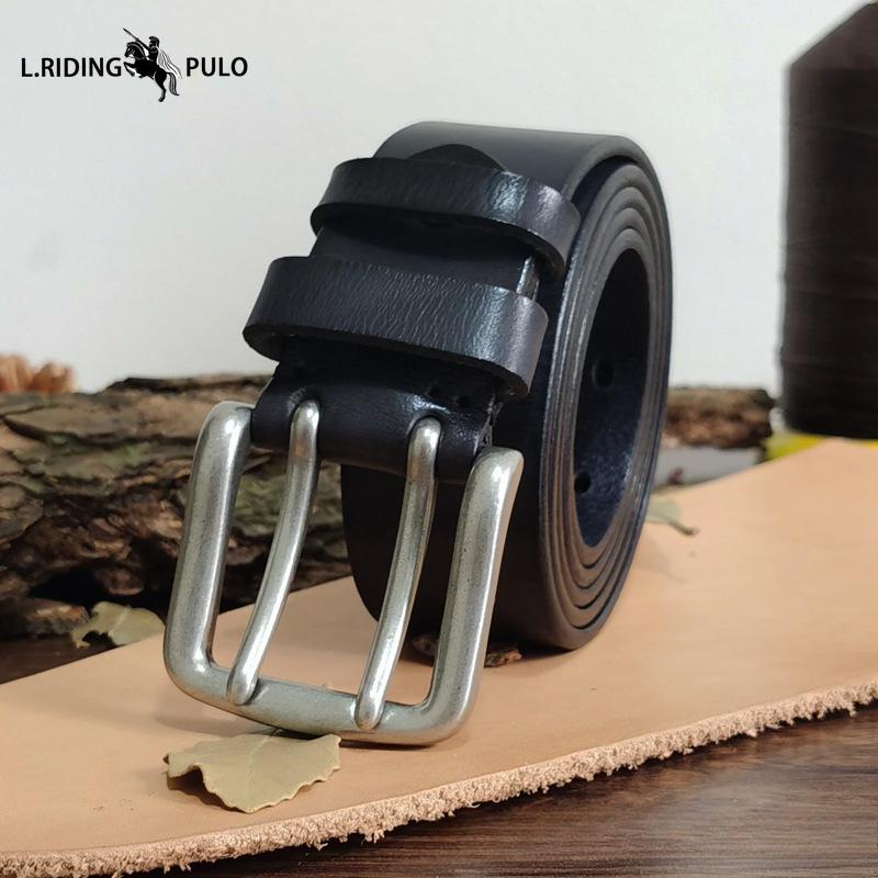 Высококачественный ремень с двойной пряжкой для мужчин, натуральная кожа, верхний слой, чистая коровья кожа, ретро, повседневный ремень