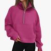 Womens Lightweight Fleece-Lined Half-Zip Hoodie Sweatshirt Loose Fit Stand Collar Long Sleeve Casual Top