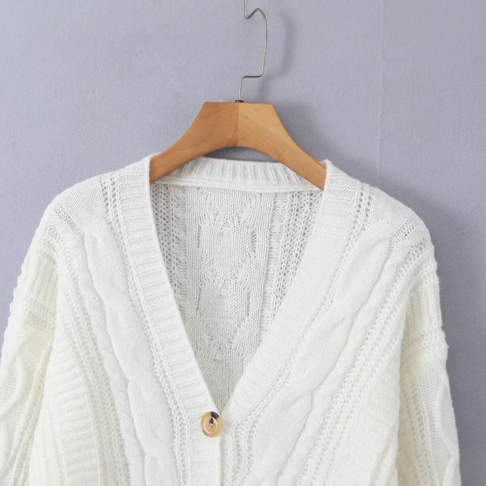 Women's European & American Style Long Sleeve Button-Up Cardigan Sweater - Fashionable & Casual