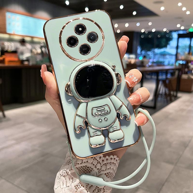 Чехол с покрытием Astronaut для Xiaomi Redmi A4 14C 4G 14R 13C 13R 12C, роскошный гальванический чехол из ТПУ с мягкой задней крышкой, противоударный бампер для POCO C75