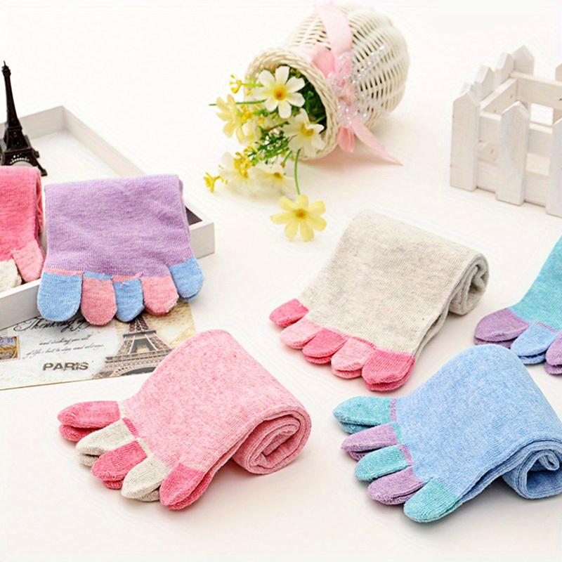 1Pair Five Finger Socks Women'S Pure Cotton Five Toe Socks Sweat Absorbing Mid Tube Split Toe Socks Warm Toes Short Socks