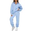 Womens Solid Color Sweatshirt Pants Set Casual Streetwear Long Sleeve