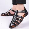 Новые летние мужские сандалии из натуральной кожи черного цвета, модные римские сандалии, мужская повседневная обувь ручной работы, мужские пляжные сандалии на платформе для отдыха на открытом воздухе