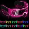 Luminous Glasses LED Light Up Glasses Cyberpunk Neon Glasses Futuristic Visor Glasses High Tech Flashing Glasses for Club Bar Cosplay