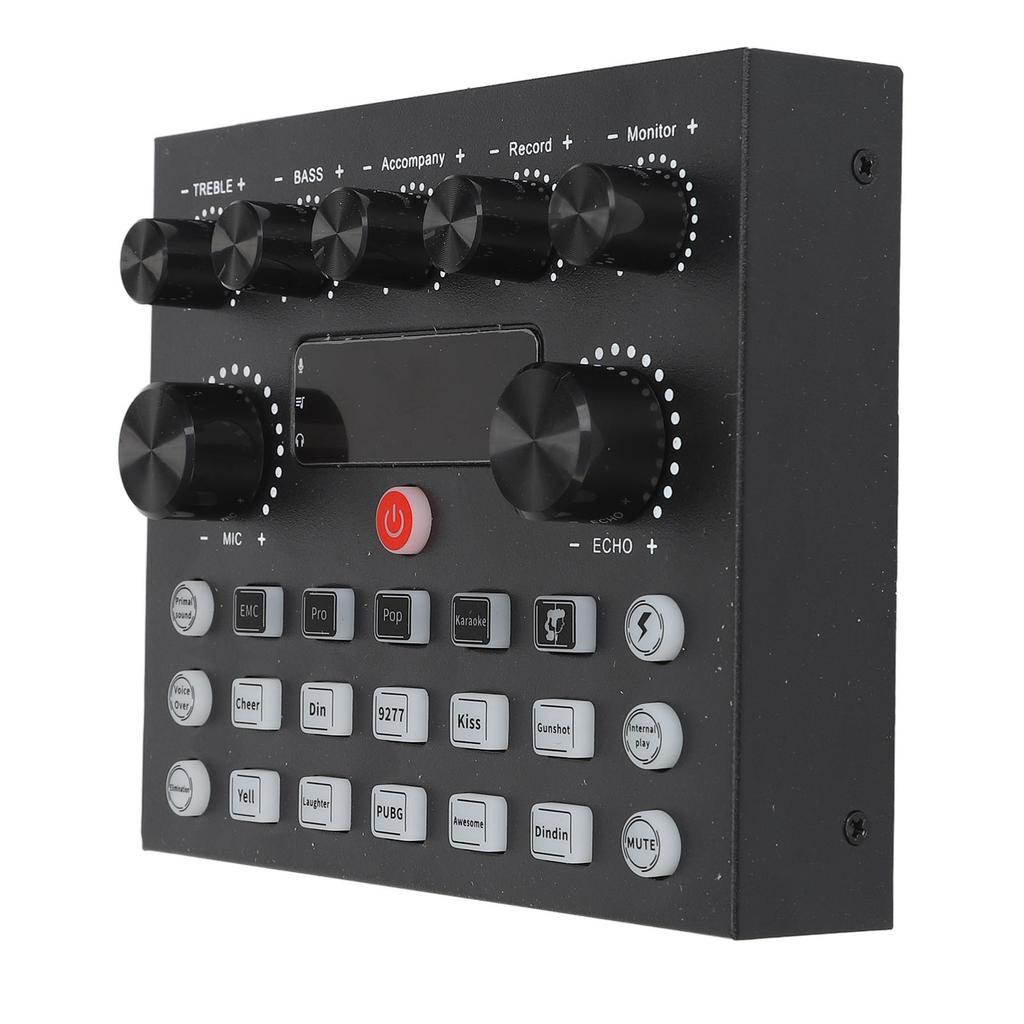 Live Sound Card Professional Reverb Effects Adjustable Bass Treble Dual Microphone Ports Dual Channe