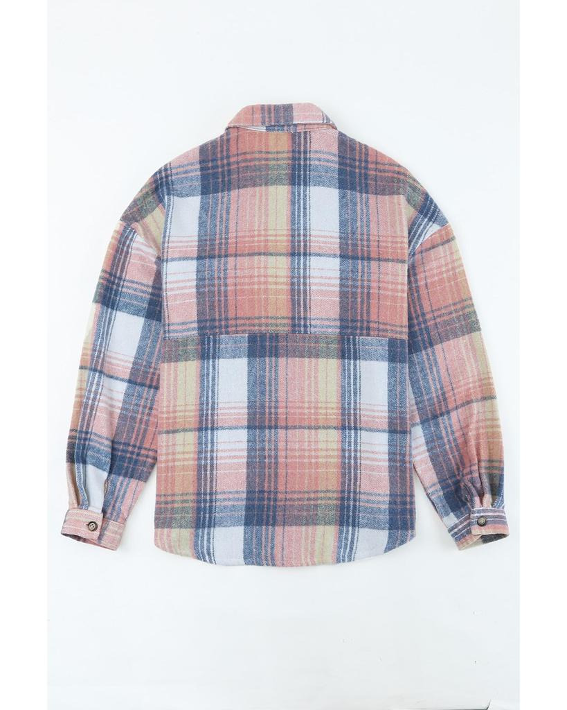 Azura Exchange Plaid Flap Pockets Shacket