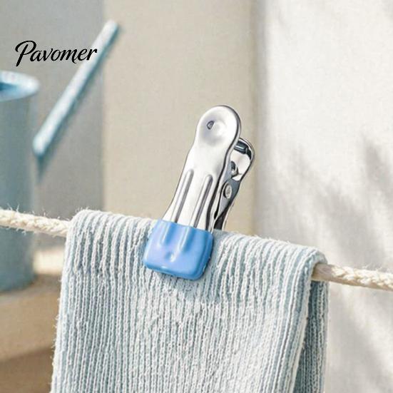 Rust Resistant Utility Clips for Outdoor Laundry 24PCS Stainless Steel Clothes Pegs, with Non-Slip Rubber Coating, Heavy Non Marking Fabric