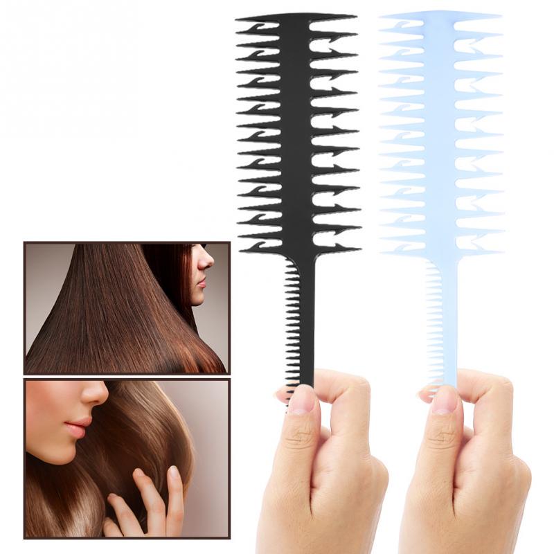 2 Colors Plastic Double-sided Wide Fine Tooth Highlighting Comb Piece Strip Dyed Hair Comb