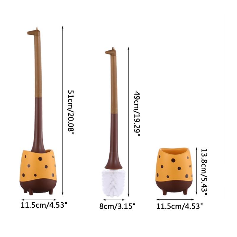 Cute Toilet Cleaning Brush Giraffe Shape Toilet Brush and Holder Long Handle Toilet Scrubber for Toilet Cleaning