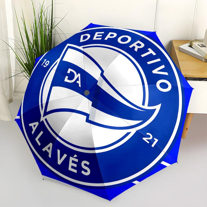 Deportivo Alavés, Football Club- Automatic Opening and Closing, 8-rib Structure Portable Umbrella, Suitable for Men and Women in All Seasons