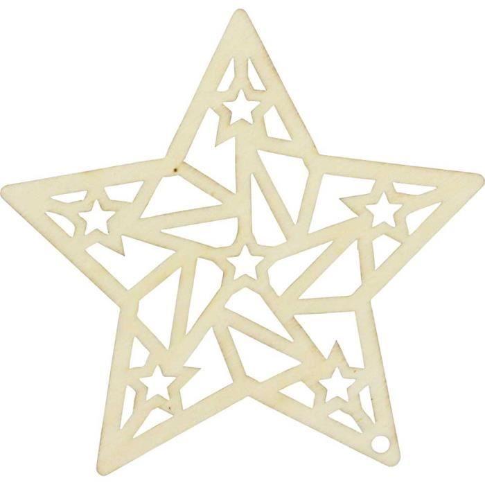 Suspension de Noël - MEGACREA DIY - Esprit origami - Bois naturel - Beige - 15 x 14,2 cm