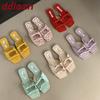 Fashion Fashion Butterfly-Knot Ladies Flats Slippers Shoes Female Square Toe Summer Beach Slides Slippers Sandals Shoes For Women
