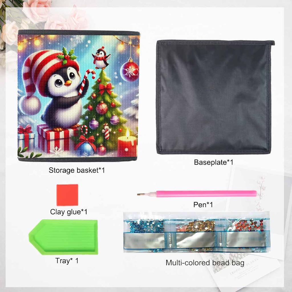 Cute Little Penguin 5D Diamond Painting Storage Basket Full Round Drill Mosaic Diamond Embroidery Cross Stitch Kits Home Decor Home Decor