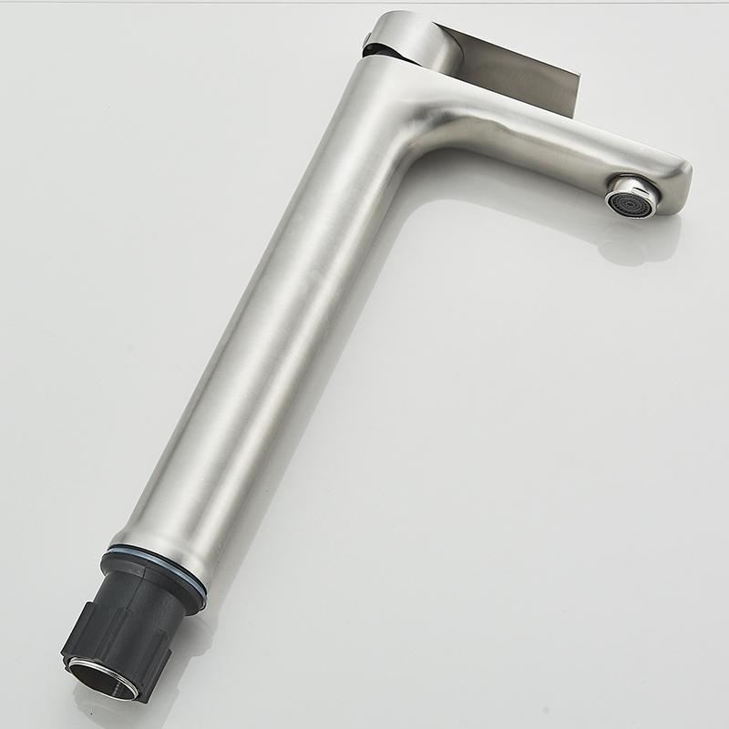 304 Stainless Steel Bathroom Faucets Deck Mounted Hot Cold Mixer Tap Single Cold Lavatory Washing Basin Sink Faucet