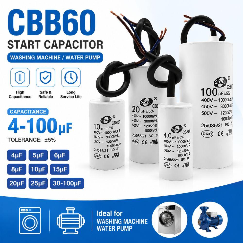 450V Motor Run Capacitor Round Water Pump Capacitor Reliable Washer Capacitor