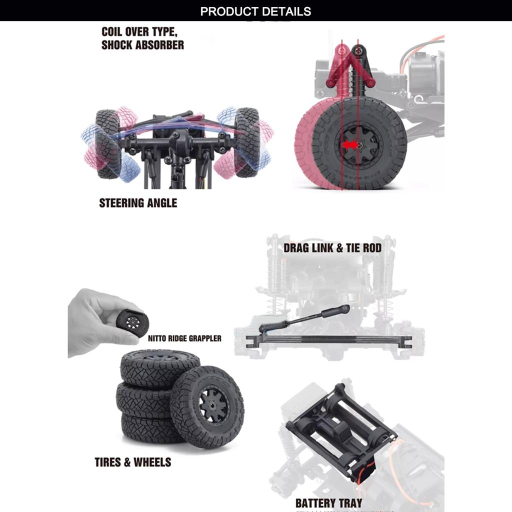 RC Off-Road Truck RC Car Remote Control Car 1/24 2.4GHz 4WD Climbing Car RTR Toy for Kids Boys
