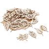 50pcs Unfinished Blank Leaf Wood Tag Pendants Antique Wooden Cutouts Hanging Ornament Hollow Wooden Slices For DIY Craft Making