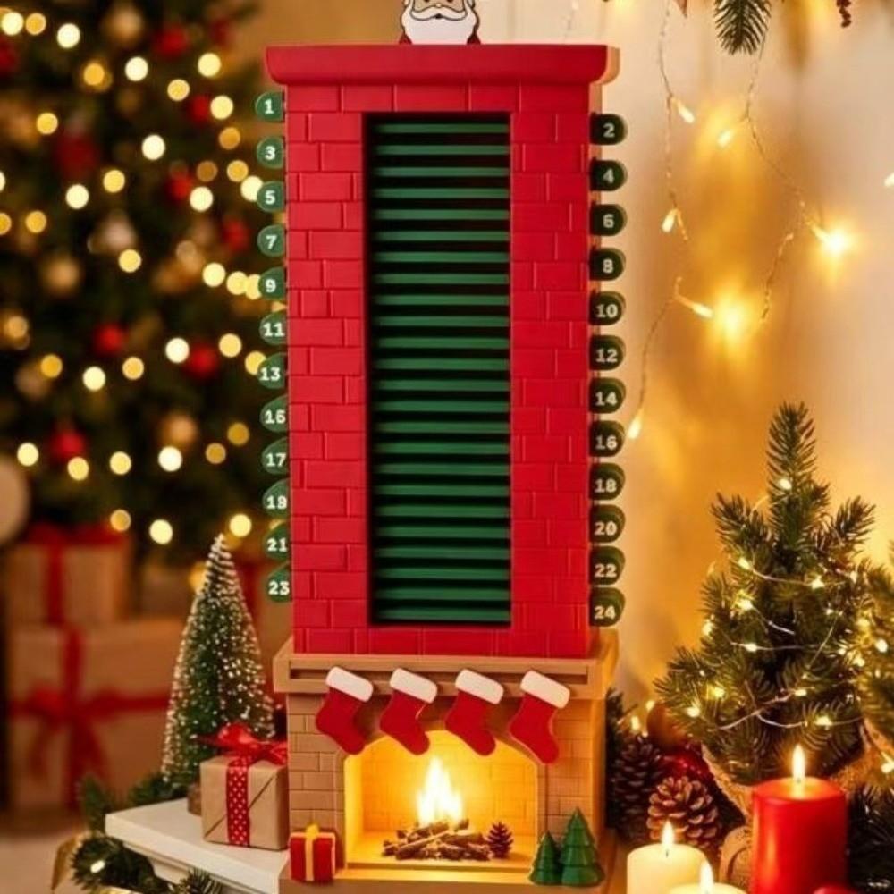Plastic Christmas Advent Calendar Fireplace Base Christmas Stacking Game Study Desk