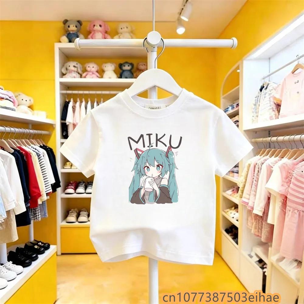 Round Neck Hatsune Miku Anime Future Peripheral Pure Cotton COS Collaboration Printed Casual T-shirt All Age Boys Girls Wear