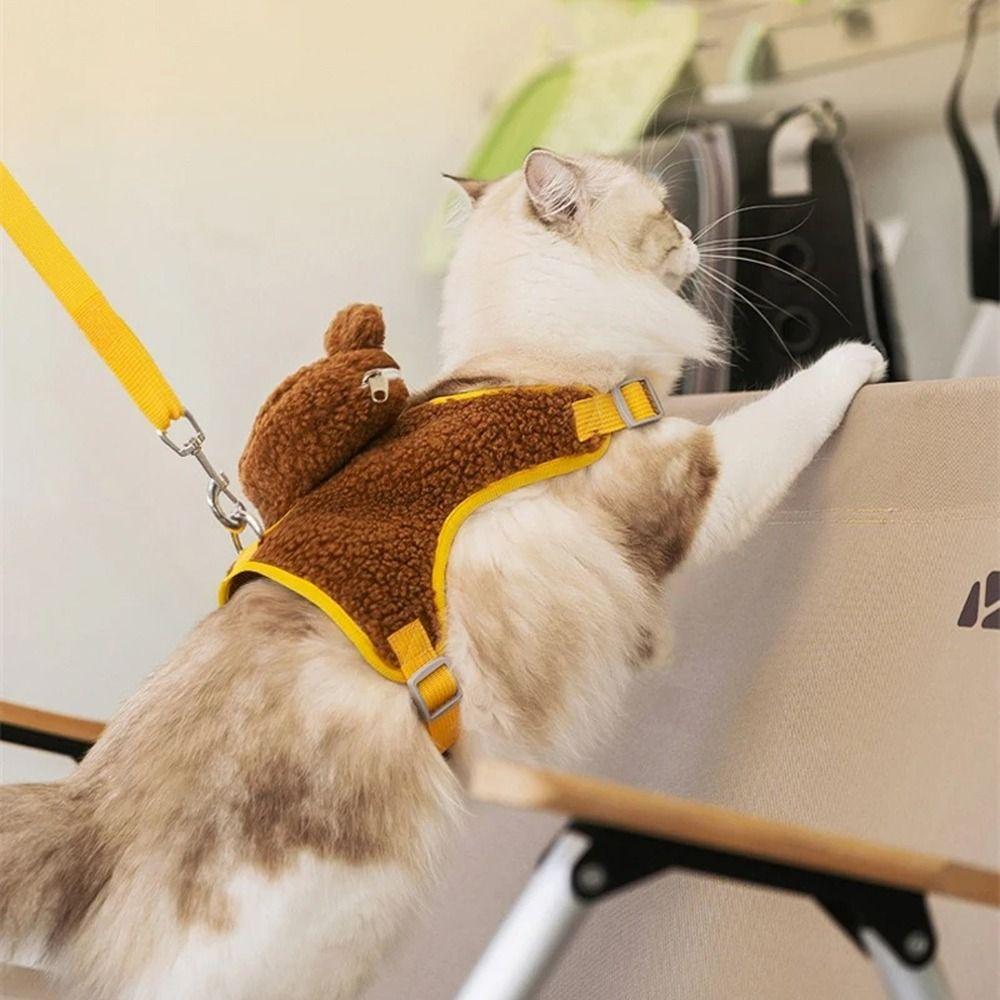 Мягкий флисовый ошейник-шлейка для собаки, милый жилет для питомца, нагрудный ремень, рюкзак для питомца, для прогулок на открытом воздухе, путешествий