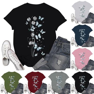 Женские модные повседневные пуловеры с короткими рукавами и круглым вырезом с принтом