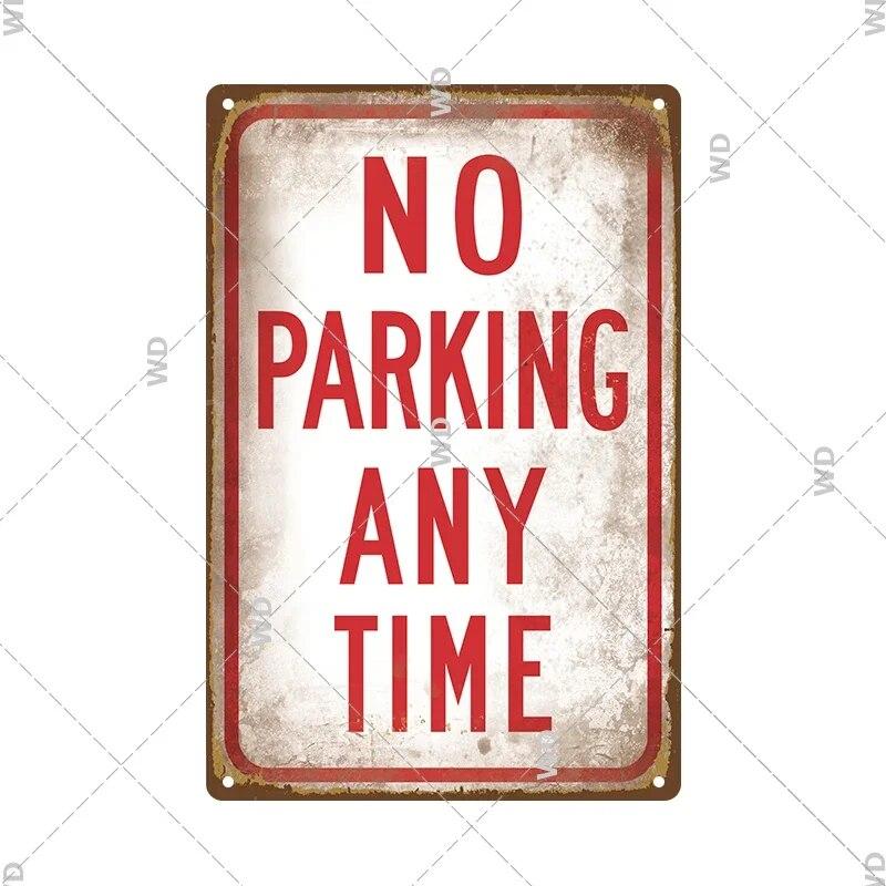 Tin Sign No Parking Slow Down Caution Warning Do Not Pass Metal Vintage Plaque Retro Metal Plate Traffic Yard Street Wall Decor