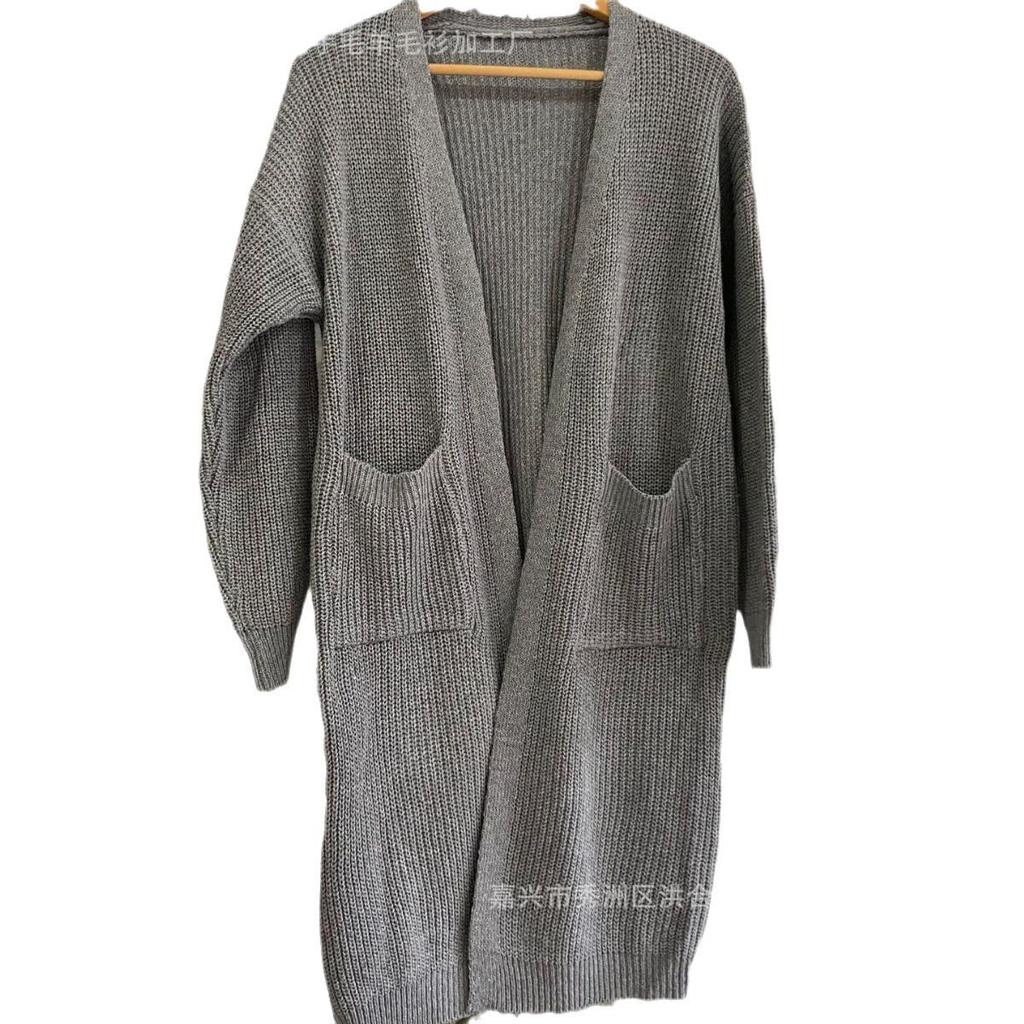 Chunky Knit Women's Cardigan - Versatile, Loose, Mid-Length for Autumn/Winter.