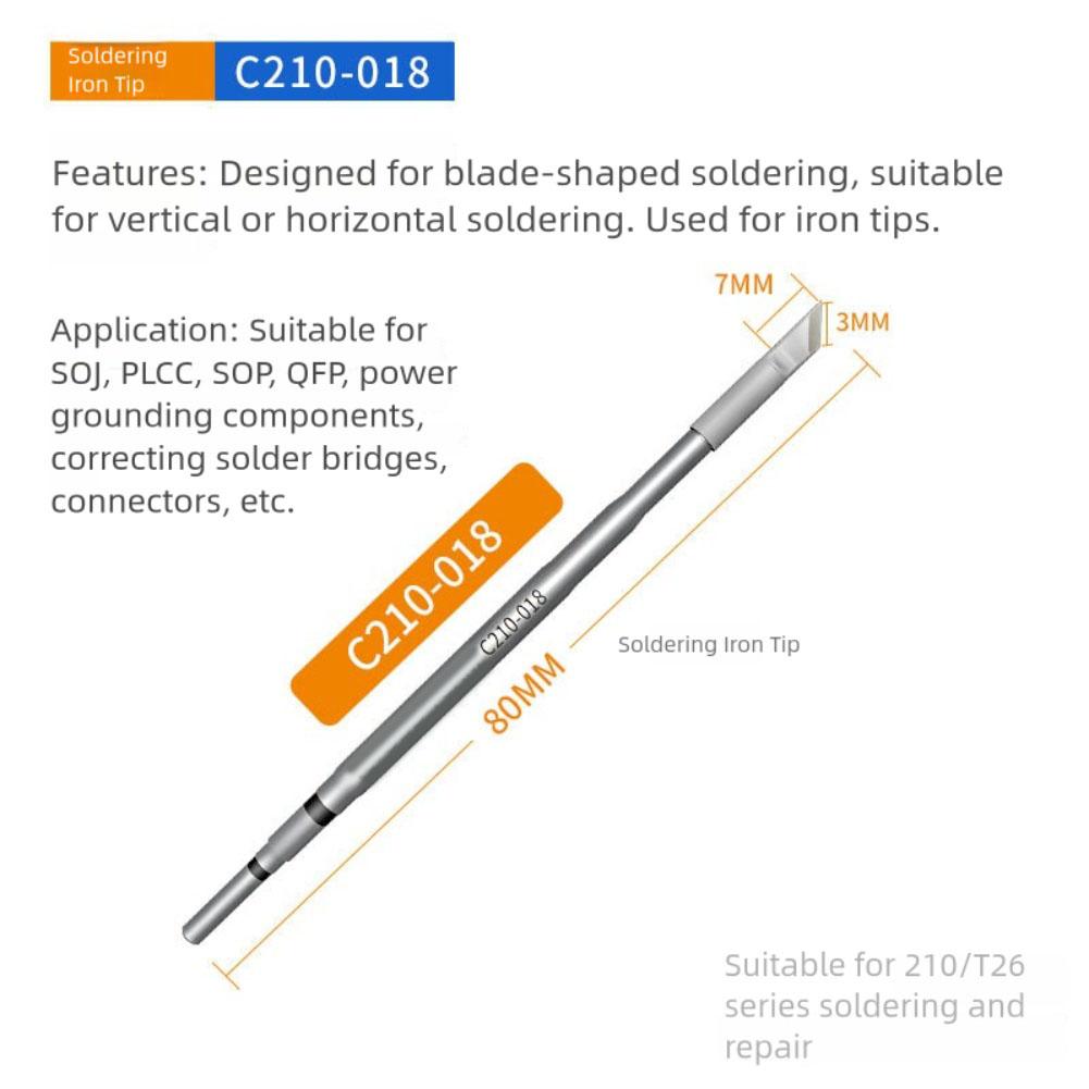 Паяльное жало C210 подходит для использования с паяльной станцией T210T26, для удаления клеев, лужения и пайки.