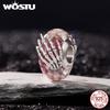 WOSTU Серебро 925 Пробы Готические Шармы Паук Скелет Ворон Церковные Бусины Для Браслета Хэллоуин DIY Украшения Черный Панк Подарок