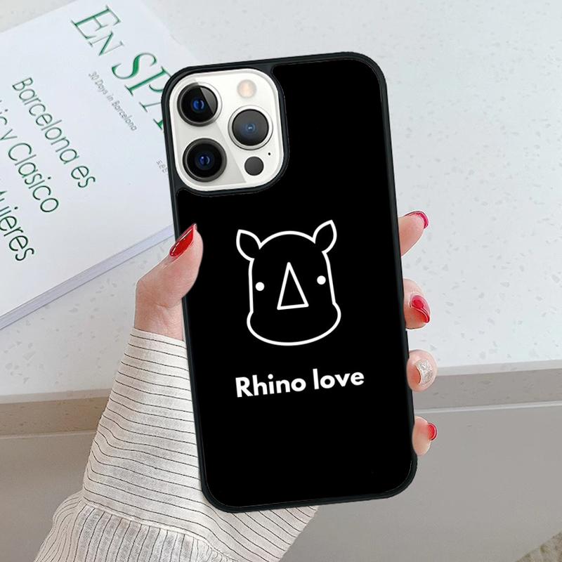Чехол для телефона Животное Носорог Для iPhone 17 Air 15 16 16e 14 13 Pro Max Coque 12 11 Pro Max Для Apple PLUS fundas