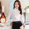 Женская рубашка из шифона с длинным рукавом в корейском стиле со стоячим воротником - облегающий теплый слой